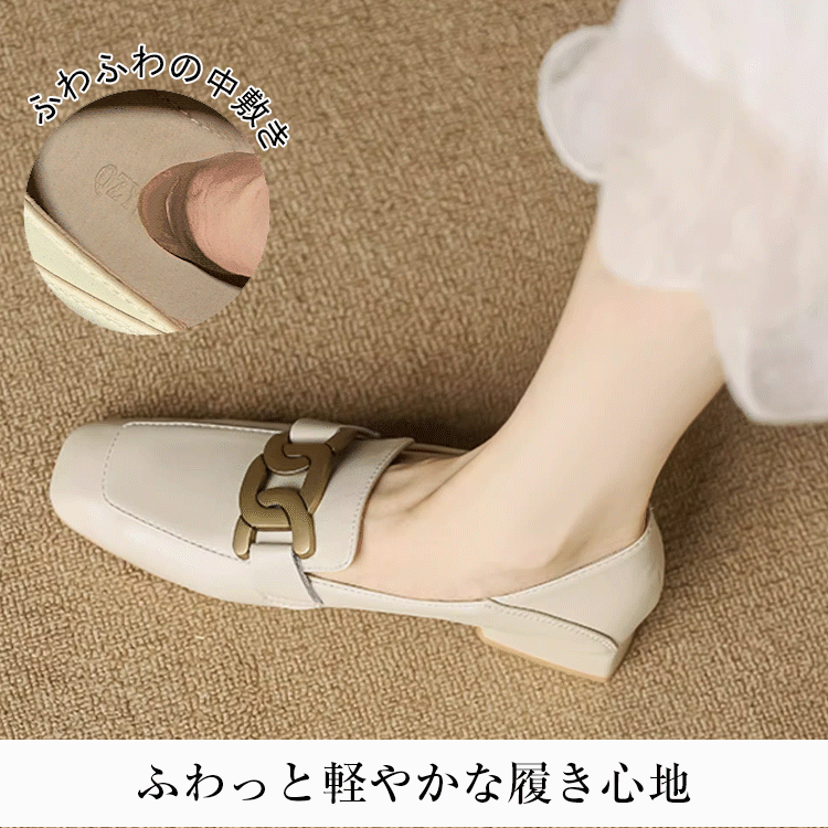 KENPOGEN バックルローファー 牛革 スクエアトゥ 3cmUP 走れる 履きやすい オフィス