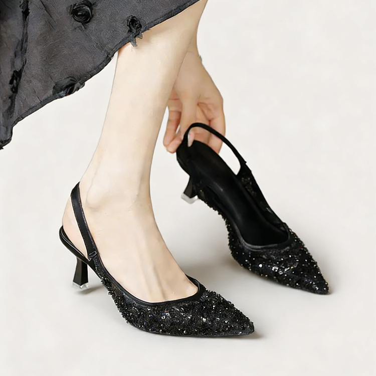 レースドット バックストラップパンプス