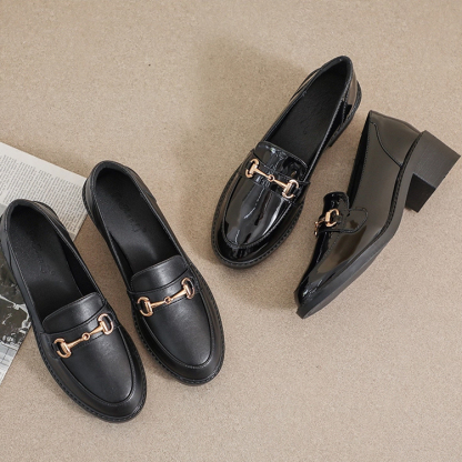 KENPOGEN ビットローファー チャンキーヒール 3cm・4.5cmUP エナメル マット 歩きやすい 痛くない 通勤