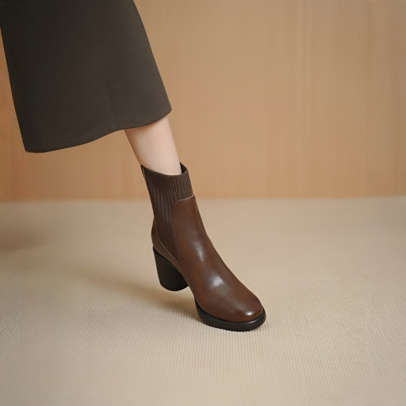 厚底チャンキーヒール サイドゴアブーツ