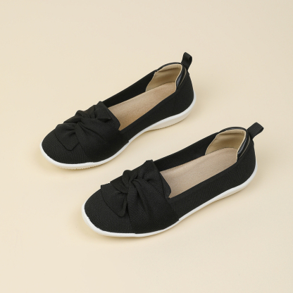 リボンデザイン 軽量ニットコンフォートシューズ
