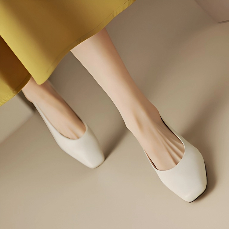 KENPOGEN スクエアトゥパンプス 牛革 手作り 3.5cmUP チャンキーヒール 歩きやすい 通勤 オフィス