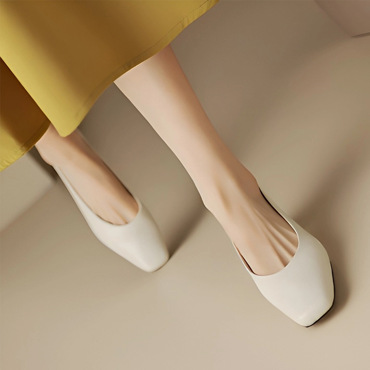 KENPOGEN スクエアトゥパンプス 牛革 手作り 3.5cmUP チャンキーヒール 歩きやすい 通勤 オフィス