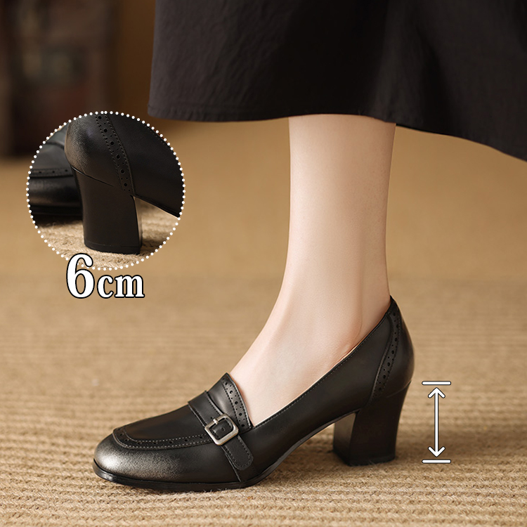 ベルトバックル ヒールローファー