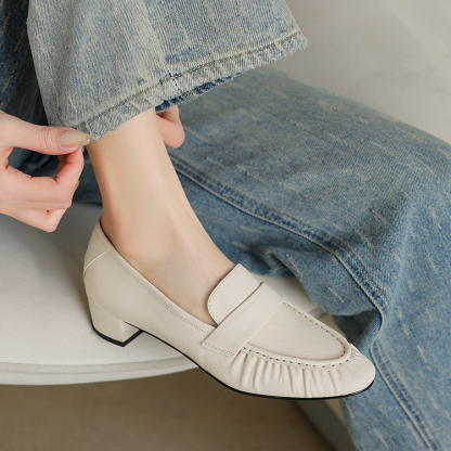 チャンキーヒール 美脚ローファー