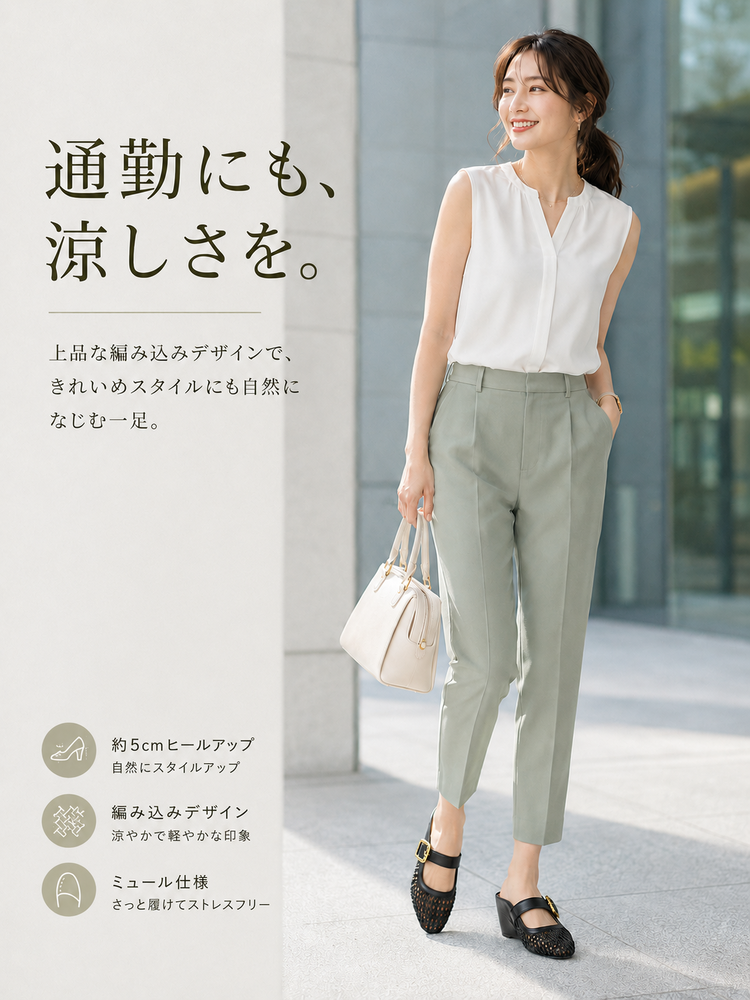5cmウェッジ 編み込みメリージェーン