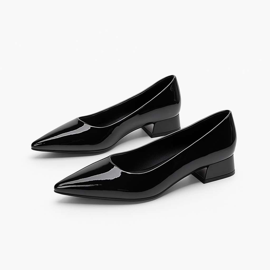 小さいサイズ インヒール ポインテッドトゥパンプス 6cmUP 通勤 晴雨兼用　ブラック
