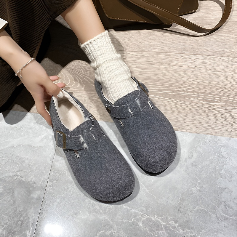 フェルト素材 裏起毛美脚コンフォートシューズ