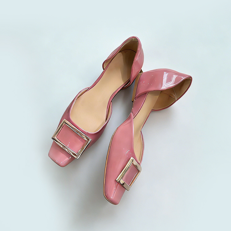 スクエアバックル サイドオープンパンプス