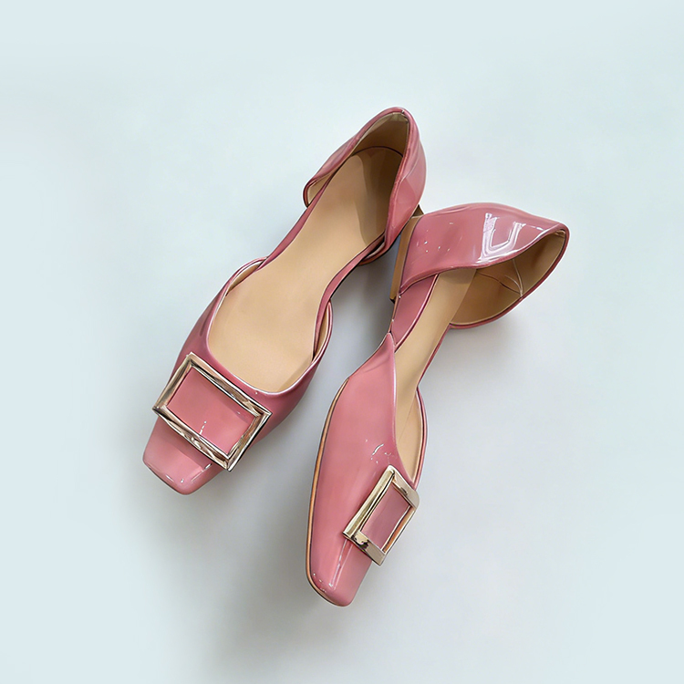 スクエアバックル サイドオープンパンプス