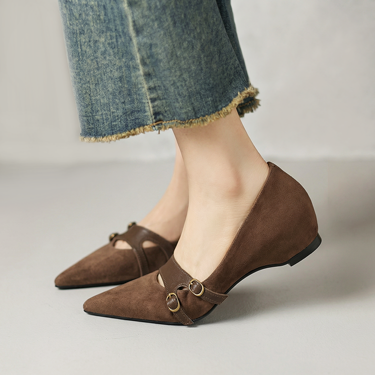 編み込みストラップ Vカット美脚メリージェーン