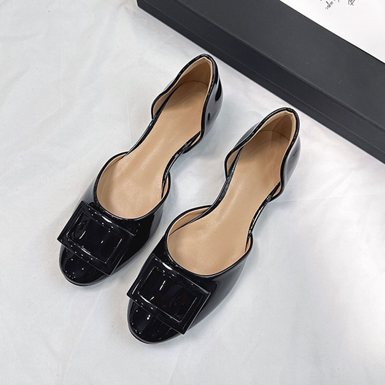 スクエアバックル サイドオープンパンプス