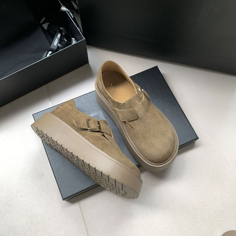 厚底スエード調 プラットフォームローファー