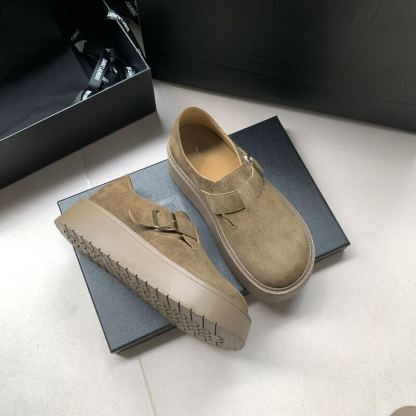 厚底スエード調 プラットフォームローファー