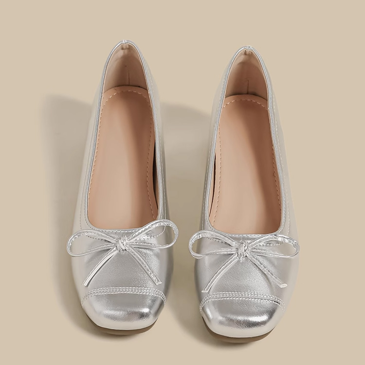美品kurun 本革　スクエアトゥバレエシューズ　シャンパンゴールド　24.5 Mathilde -Foil Champagne gold フォイル シャンパンゴールド