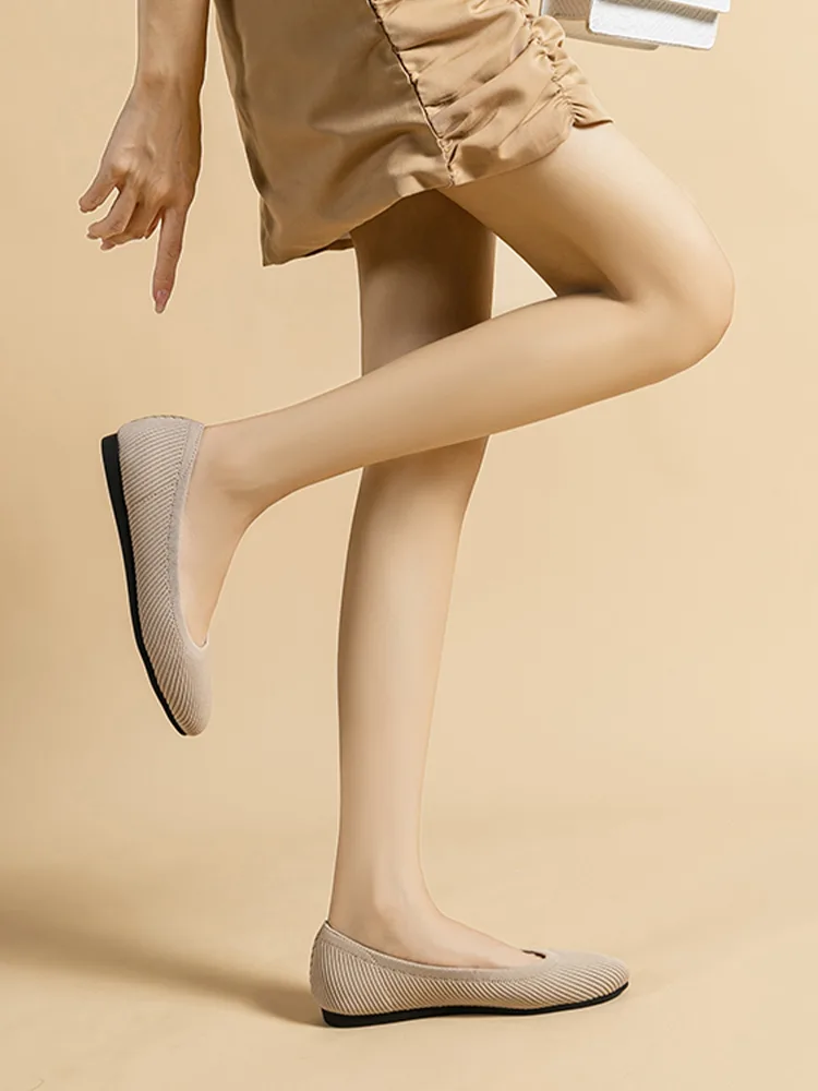 ラウンドトゥ ニットパンプス