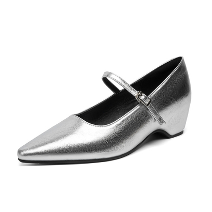 Vカット ウェッジソール美脚メリージェーン