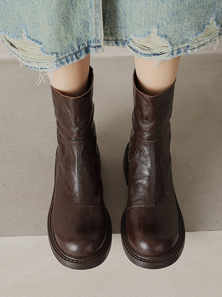 レトロ調 ぬくぬくストレッチブーツ