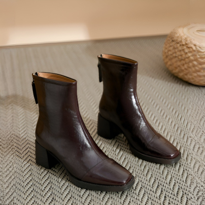 チャンキーヒール シンプルストレッチブーツ