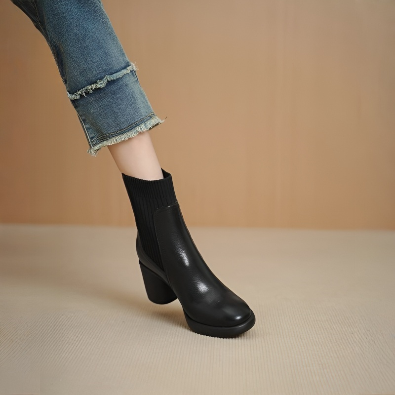 厚底チャンキーヒール サイドゴアブーツ