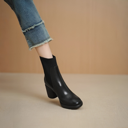厚底チャンキーヒール サイドゴアブーツ