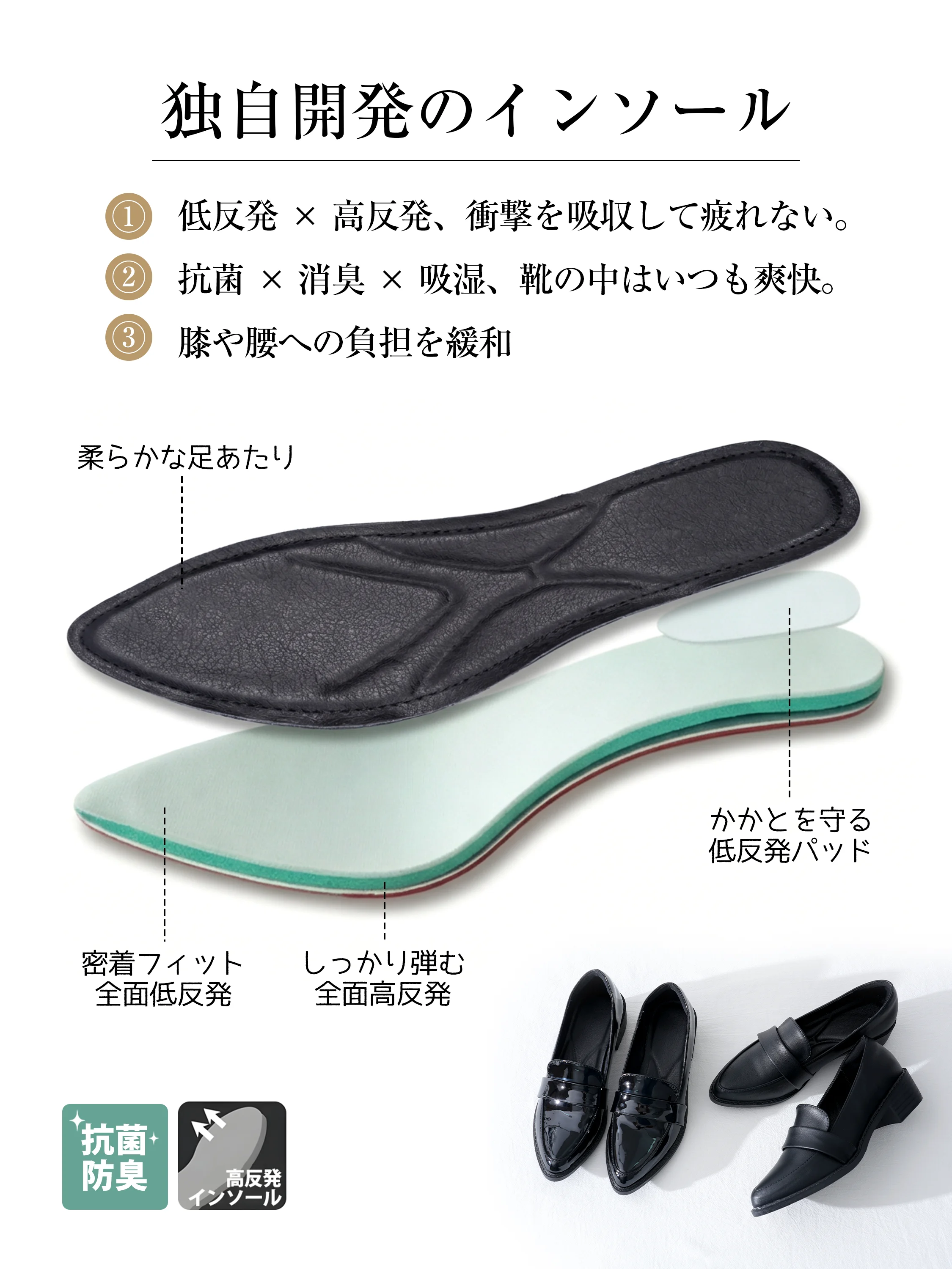 かかと周りまで確認できるレディースローファーで、毎日の通勤にも合わせやすい。