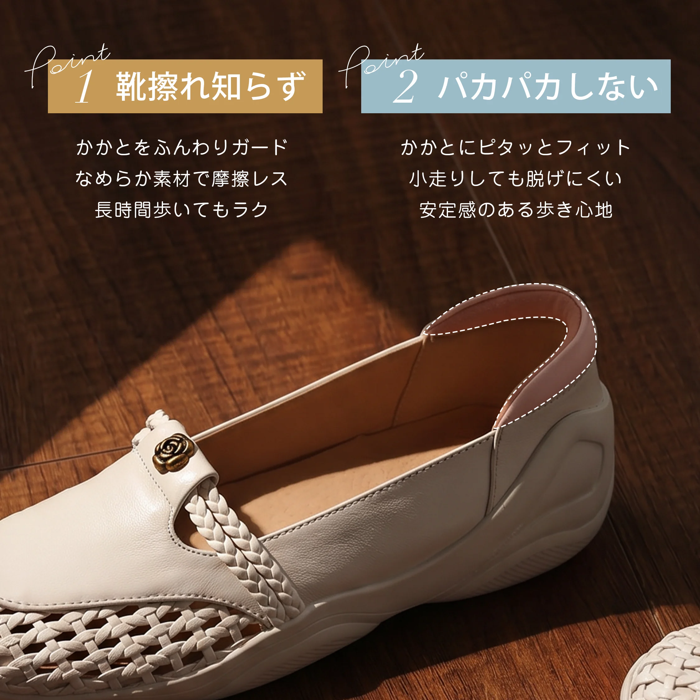 KENPOGEN かかとにやさしい本革サンダル 靴擦れしにくく脱げにくいレディースシューズ