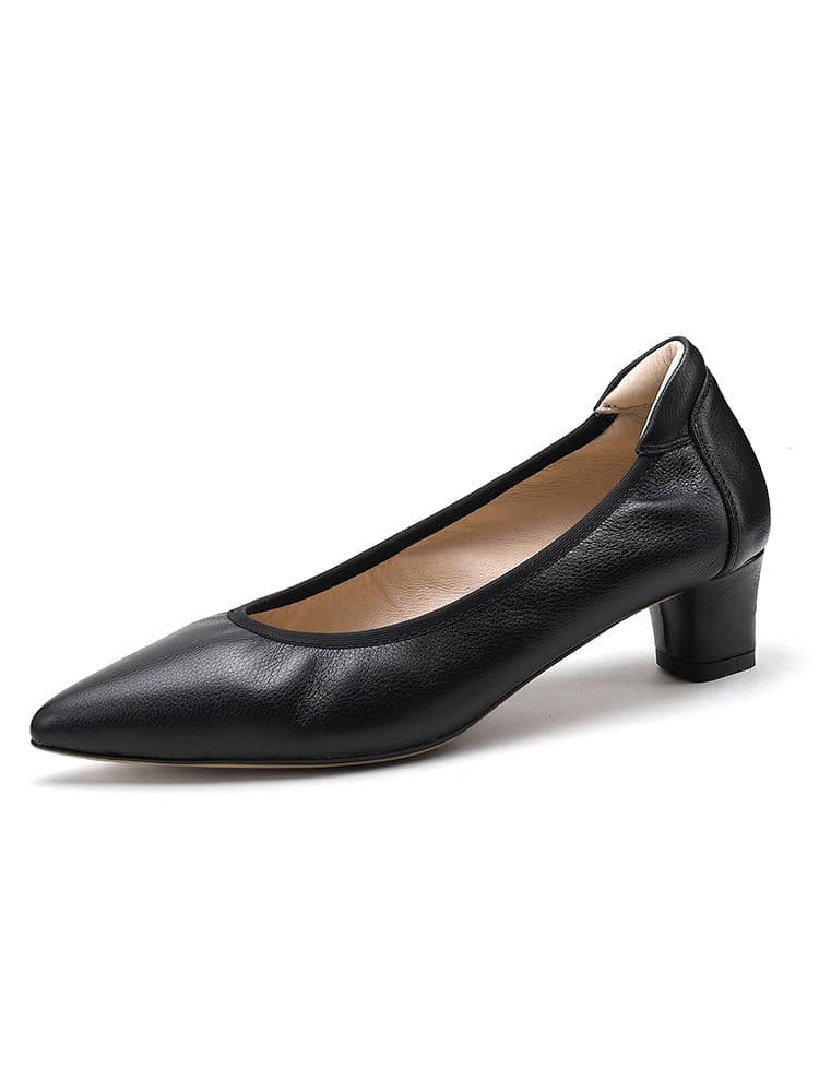 KENPOGEN ポインテッドトゥパンプス 牛革 4.5cmUP 柔らか 痛くない 通勤 フォーマル