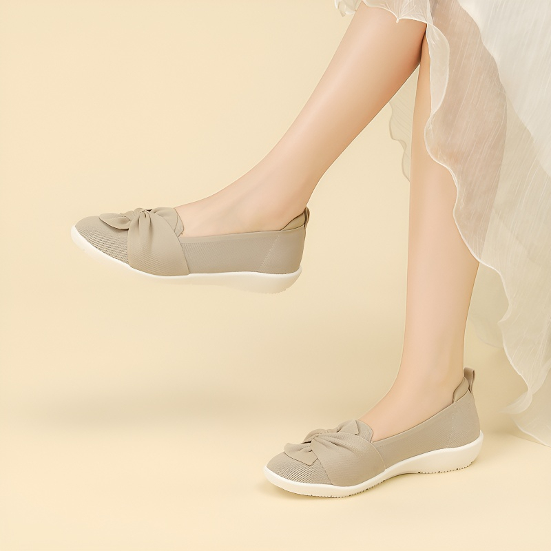 リボンデザイン 軽量ニットコンフォートシューズ