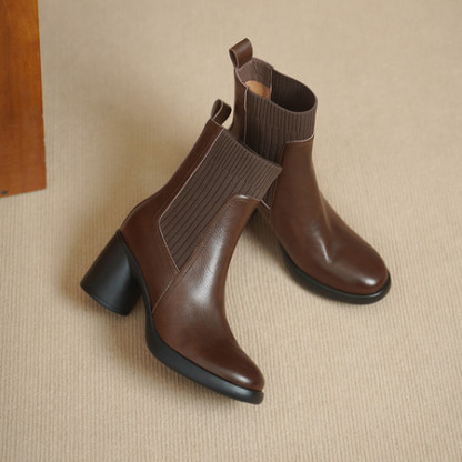 厚底チャンキーヒール サイドゴアブーツ