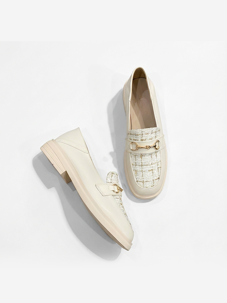 KENPOGEN ビット付きローファー ツイード 3cmヒール 履きやすい 疲れにくい 選べる裏起毛・ノーマルタイプ フォーマル オフィス 