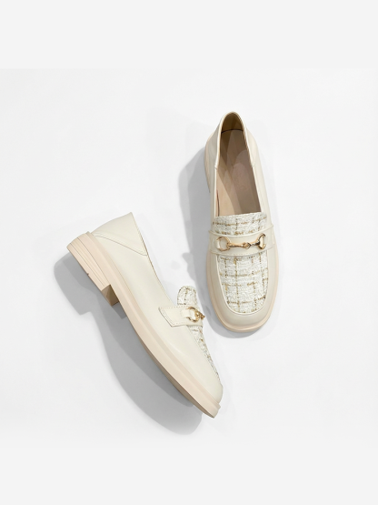 KENPOGEN ビット付きローファー ツイード 3cmヒール 履きやすい 疲れにくい 選べる裏起毛・ノーマルタイプ フォーマル オフィス 