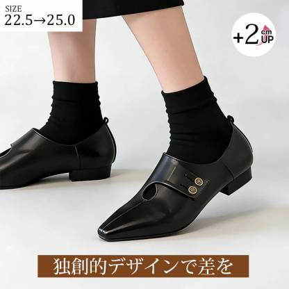 KENPOGEN メリージェーンパンプス 2cmヒール ポインテッドトゥ バックル付き 歩きやすい 疲れにくい ブラック 通勤 カジュアル