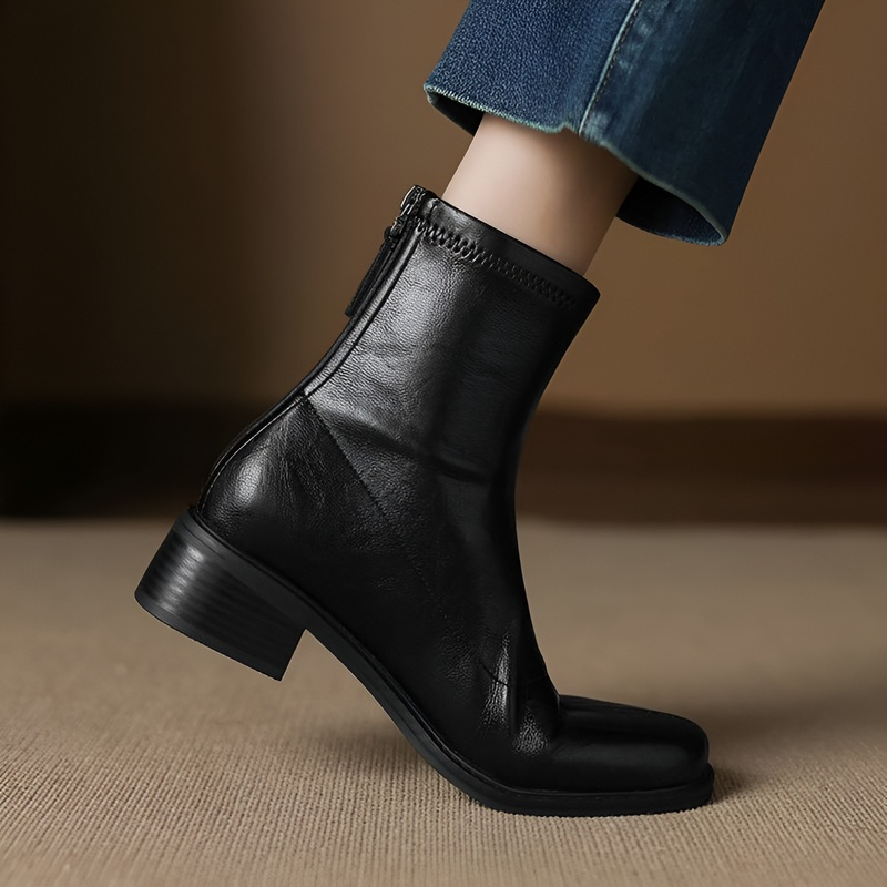 チャンキーヒール ストレッチブーツ