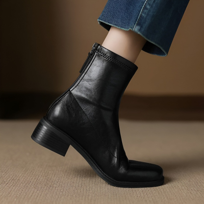 チャンキーヒール ストレッチブーツ