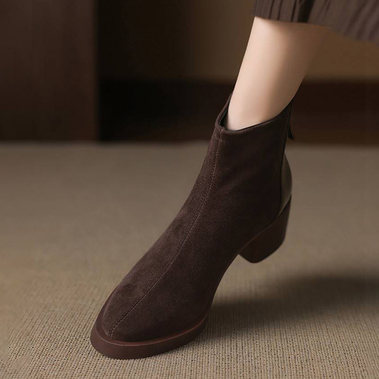 バックジップ スエード調ショートブーツ