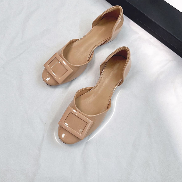 スクエアバックル サイドオープンパンプス