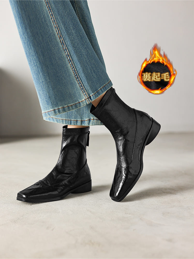 スクエアトゥ ストレッチブーツ