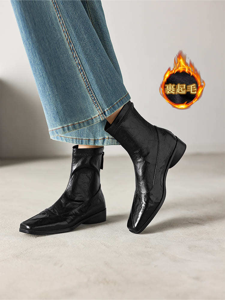 スクエアトゥ ストレッチブーツ