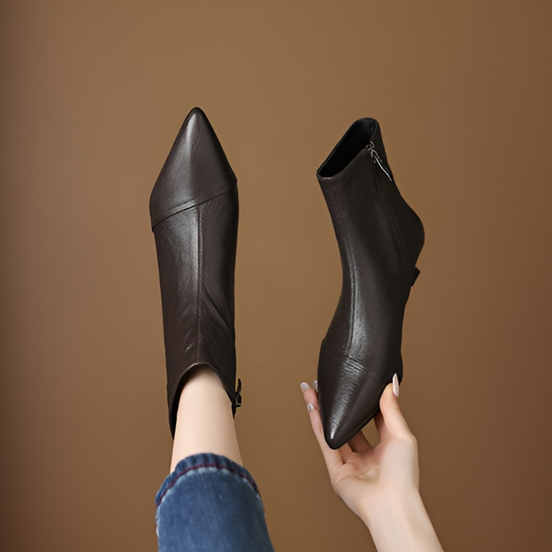 ポインテッドトゥ 3.5cm美脚ストレッチブーツ