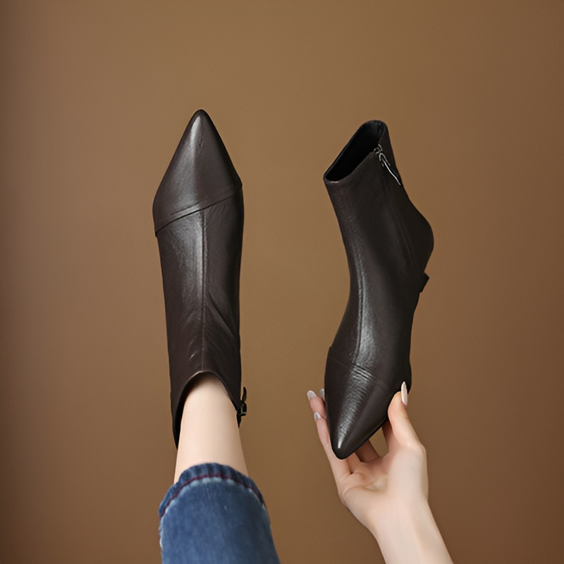 ポインテッドトゥ 3.5cm美脚ストレッチブーツ