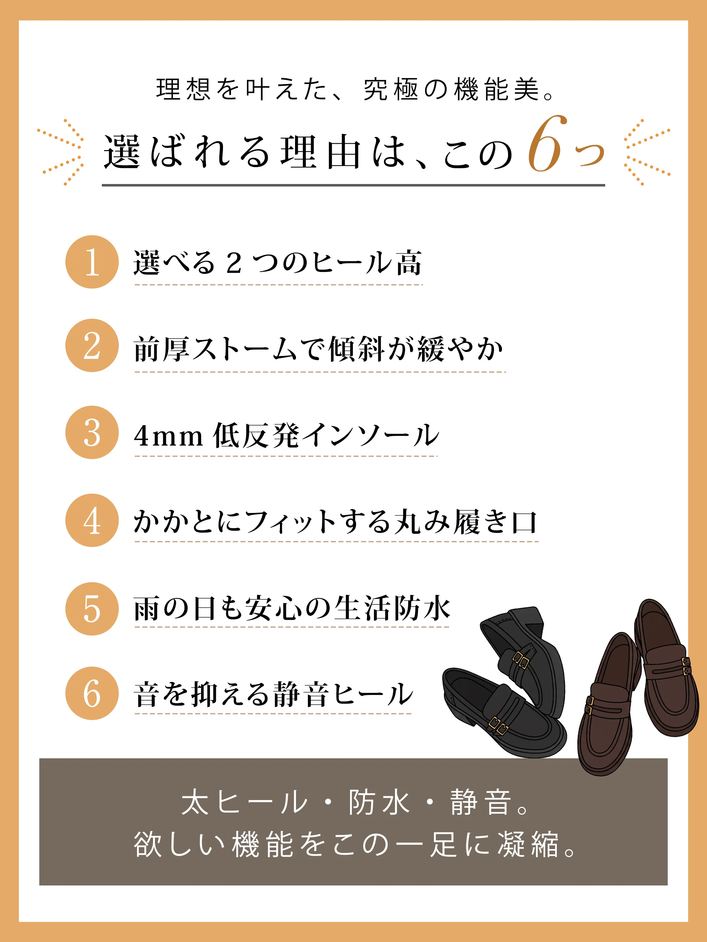 バックル・厚底・太ヒールの細部が見えるレディースローファーで、秋冬のきれいめコーデに合う。