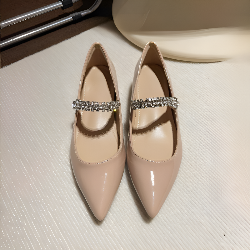 ビジューストラップ・5cm美脚ポインテッドパンプス