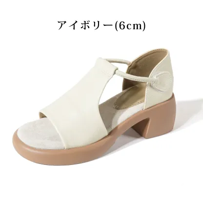 厚底Tストラップサンダル