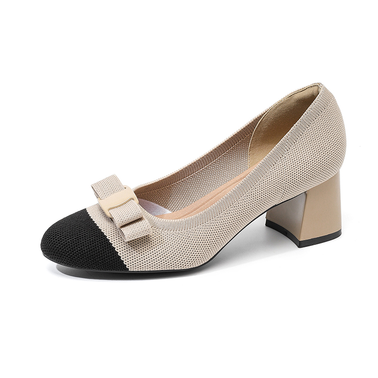 リボンモチーフ 美脚ニットパンプス