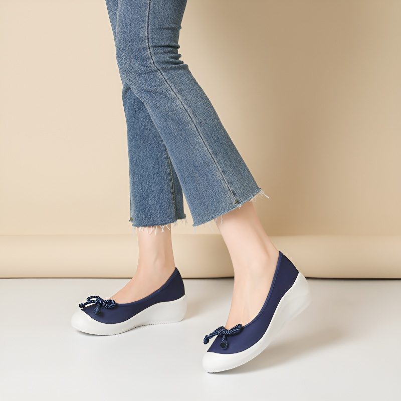 リボンモチーフ ウェッジソールパンプス