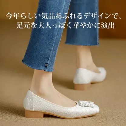 KENPOGEN バックルパンプス スクエアトゥ 編み込み 星モチーフ 2cmヒール 疲れにくい 走れる 通勤 フォーマル