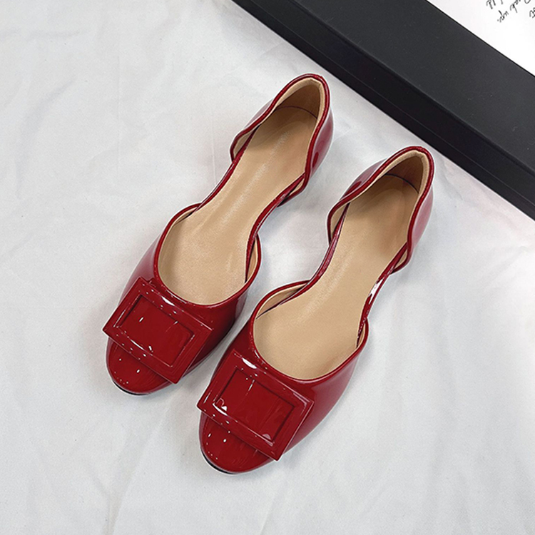 スクエアバックル サイドオープンパンプス