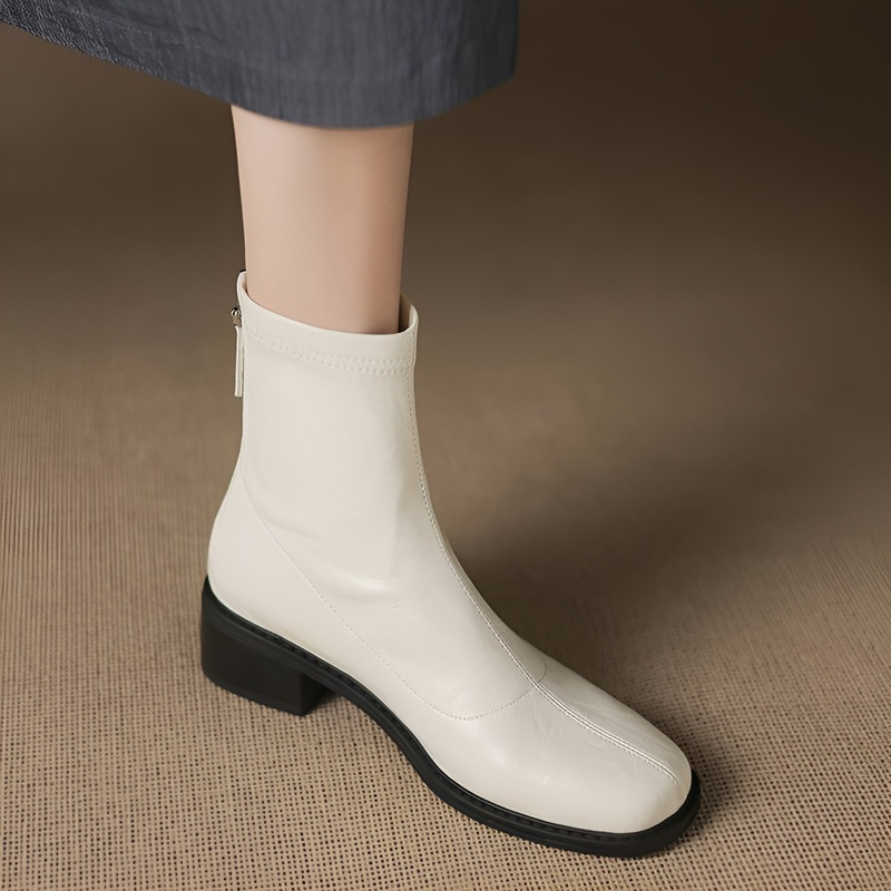 チャンキーヒール ストレッチブーツ