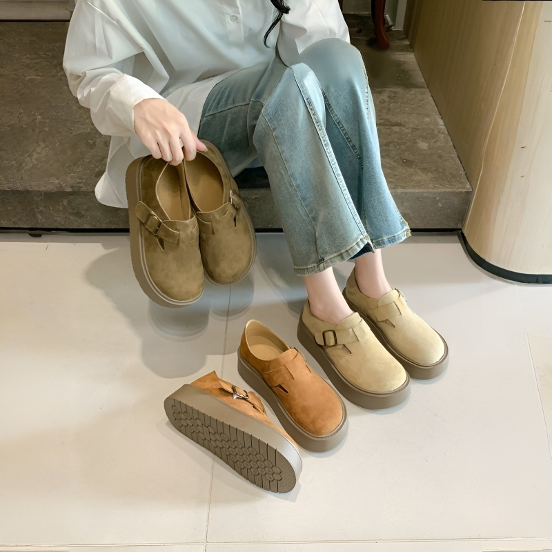 厚底スエード調 プラットフォームローファー